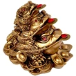 Broaste bani, trei broscute cu triplu noroc la bani pentru 3 generatii, statueta feng shui aurie 7.5 cm