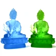 Buddha medicinei Albastru, statueta cristal tibetan Liuli k9, simbol de sanatate si fericire, 130 mm