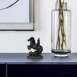 Cal negru in doua picioare pe suport de pepite si Wu Lou, obiect feng shui pentru sănătate, negru