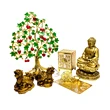 Set statuete Buddha medicinei cu zeita Lakshmi si testoasa dragon, pomul abundentei si cufarul alb al bogatiei, amuleta 8 simboluri si card sanatate
