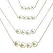 Colier perle multilayer cu patru randuri de lantisoare cu perle albe