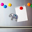 Magnet frigider elefant cu ochiul norocos, talisman de protectie energii negative si invingere obstacole, argintiu albastru