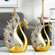 Lebede aurii, decorațiune de interior simbol al cuplului elegant, 28 cm