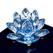 Lotus albastru decoratiune din cristal de sticla tip nufar, amuleta feng shui pentru purificare si armonie, 8 cm