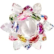 Lotus mixt din cristal de sticla tip nufar, obiect feng shui pentru dragoste si armonie, 8 cm