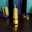 Pagoda celor 9 elemente, turnul educatiei si noroc scolar, obiect feng shui 14 cm, metal auriu