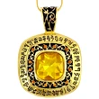 Colier Citrin pecetea pământească, amuletă feng shui de atragerea abundenței, metal solid de calitate galben