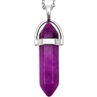 Pandantiv Jad purple dublu varf, piatra fidelitatii, set lantisor argintiu si cristal hexagonal 34 mm, femei barbati mov