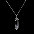 Pandantiv cuarț Cristal de stâncă, piatra vindecătoare în set cu lănțisor oțel inoxidabil, cristal natural hexagonal 34 mm dublu vârf alb