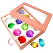 Set 12 piatra dorințelor, cristale Feng Shui de prosperitate și noroc, formă diamant k9 45 mm multicolor