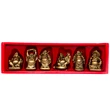 Set 6 Buddha veseli in cutie rosie, pentru dragoste si castiguri multiple, simbol al bucuriei prin iluminare divina, obiect feng shui auriu