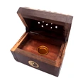 Suport conuri parfumate Yin Yang, cufar cu piesa metalica rotunda pentru ardere, lemn, 8 cm maro
