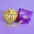 Vasul Abundentei, obiect feng shui cu lotus si 8 simboluri norocoase, pentru sporire bani, metal auriu