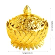 Vasul Abundentei, obiect feng shui cu lotus si 8 simboluri norocoase, pentru sporire bani, metal auriu