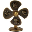 Ventilator cu Pa Kua, amuleta pentru transformarea ghinionului in noroc, pentru activarea carierei, metal auriu vintage