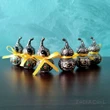 Set amulete sanatate 6 Wu Lou tartacuta feng shui pentru protectia de boli, metal auriu in cutie, 21 cm rosu