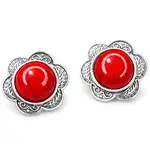 cercei piatra rosie floare