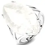Inel Cristal de Stâncă, piatra mare 2.7 cm forma marquise, placat cu rodiu, reglabil