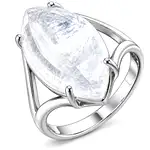 Inel Cristal de Stâncă, piatra mare 2.7 cm forma marquise, inoxidabil reglabil