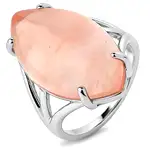 Inel Cuart Roz Cherry, piatra mare 2.7 cm forma marquise, placat cu rodiu, reglabil