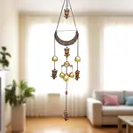 Clopoței de vânt cu semiluna, bufniță sau elefanti, decor pentru fereastră, balcon sau ușă, simbol al înțelepciunii și rezistenței, ideal pentru casă, 2 modele 68 cm