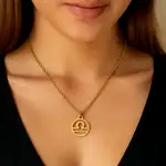 Balanta pandantiv zodiac cu lantisor, bijuterie dama si barbati inoxidabil auriu