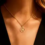 Pesti, Lantisor auriu cu pandantiv zodiac, bijuterie inox cu semne zodiacale pentru dama si barbati