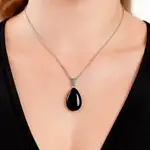 Pandantiv Onix, piatra siguranței și a încrederii, cristal natural oval negru 30 mm 