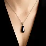 Pandantiv Onix, piatra siguranței și a încrederii, cristal natural picătură negru 25 mm 