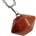 Pandantiv Piatra Soarelui, piatra personalității și a protecției, cristal natural în formă hexagonală maro 25 cm