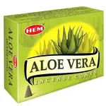 Conuri parfumate Aloe Vera HEM profesional, actiune antiinflamatorie si antibacteriana, 10 conuri (25g) aromaterapie suport metalic inclus