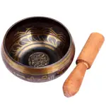 Bol Tibetan cantator batut manual set cu ciocanel lemn si ceremonial pentru casa si energizare, metal 9.5 cm