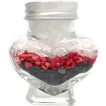 Pietre semipretioase Cristal de Stanca, Coral si Onix in borcan in forma de inima, alb rosu negru, 245g