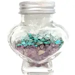 Pietre semipretioase Ametist, Turcoaz si Cristal de Stanca, borcan in forma de inima, 245 g