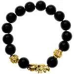 Bratara Pi Xiu si obsidian, piatra protectie energie negativa, femei barbati, elastica negru