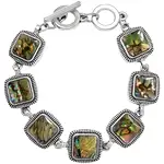 Bratara 6 pietre Mother of Pearl, piatra nacru sidef forma patrat, multicolor incuietoare toggle reglabila