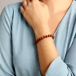 Set bratara Piatra Soarelui cu felicitare personalizata, pietre sacre aducatoare de noroc, femei barbati elastic maro