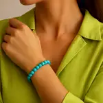 Set bratara Turcoaz cu felicitare personalizata, piatra de protectie si fericire, femei bărbați elastica verde