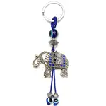 Breloc elefant cu trompa în sus și ochi magic norocos, talisman pentru protecție împotriva relelor și a deochiului, metal solid de calitate 14 cm