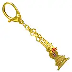 Breloc Stupa Kalachakra și silaba hum pe lotus, amuletă feng shui de protecție și vindecare, metal auriu