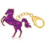 Breloc Amuletă zodia Cal 2026, metal solid mov