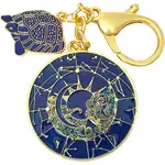 Breloc țestoasă neagră constelație, amuletă feng shui a bogăției și menținerea sănătății, metal auriu și albastru închis 10 cm