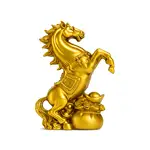 Cal in doua picioare cu sac de bani, statueta feng shui 2026 pentru reusite si bogăție, auriu