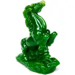 Cal jad in doua picioare, statuieta feng shui pentru reusite si victorii, verde