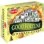 Conuri parfumate Noroc, Good Fortune HEM profesional, pentru a invoca norocul, 10 conuri (25g) aromaterapie, suport metalic inclus