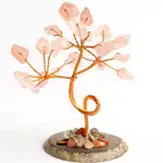 Copac Cuart Roz, piatra iubirii, suport geoda plata agat natural, 10 cm