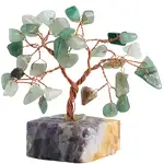 Copacei decorativi Aventurin, piatra prosperitatii, copacel Feng Shui cu cristale pe suport din pietre semipretioase, 8 cm verde 