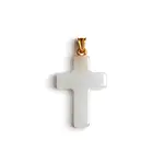 Pandantiv cruciuliță albă Jad, piatră naturală a fidelitatii si a prosperitatii