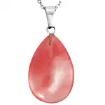 Pandantiv Cuartz Cherry, piatra iubirii și vindecării emoționale, cristal natural în formă de picătură oval roșu 30 cm