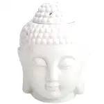 Lampa aromaterapie Buddha, vas mare pentru ardere lumanare si ulei sau tamaie, ceramica alb 14 cm
